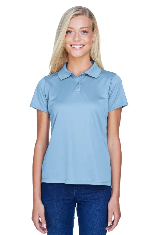 Harriton Womens Polytech Moisture Wicking Short Sleeve Polo Shirt - Light Blue