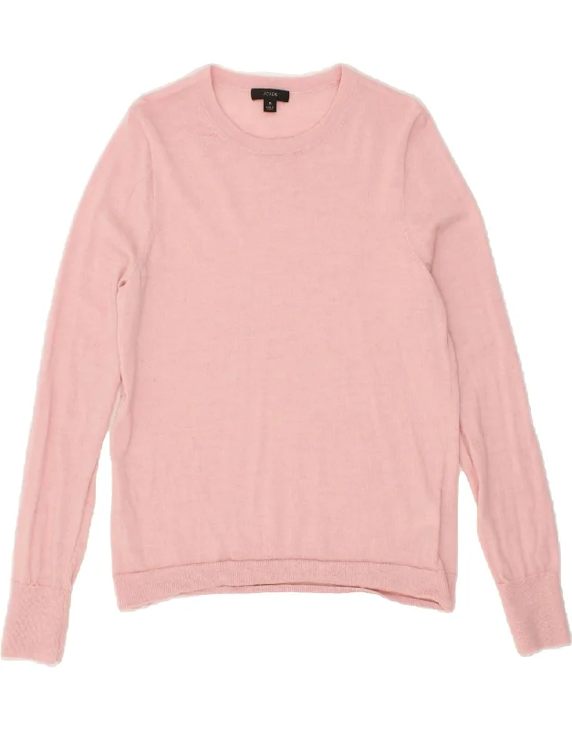 J. CREW Womens Sweatshirt Jumper UK 12 Medium Pink Merino Wool