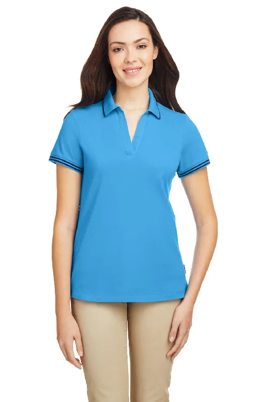 Nautica Womens Desk Short Sleeve Polo Shirt - Azure Blue/Navy Blue