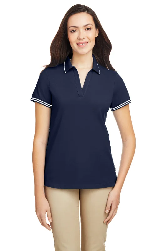 Nautica Womens Desk Short Sleeve Polo Shirt - Navy Blue/White