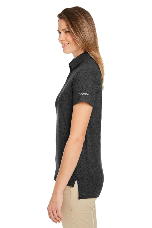 Nautica Womens Saltwater UV Protection Short Sleeve Polo Shirt - Onyx Black