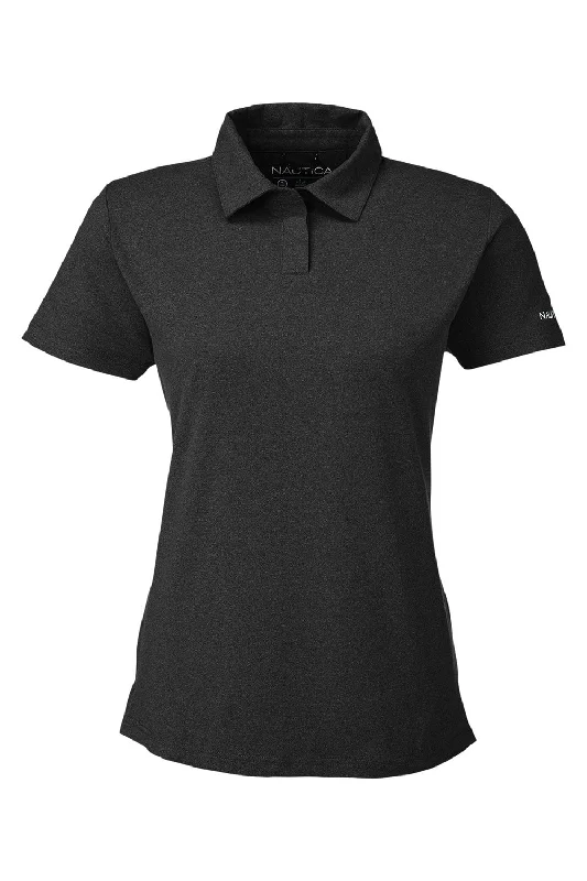 Nautica Womens Saltwater UV Protection Short Sleeve Polo Shirt - Onyx Black