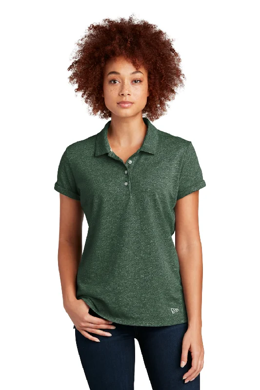 New Era Womens Slub Twist Short Sleeve Polo Shirt - Dark Green Twist