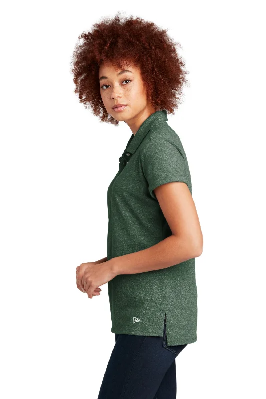 New Era Womens Slub Twist Short Sleeve Polo Shirt - Dark Green Twist