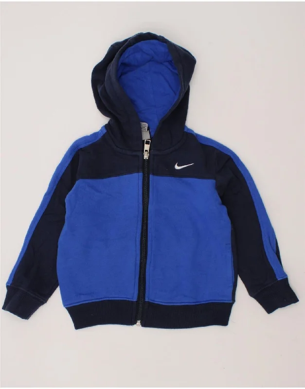 NIKE Baby Boys Zip Hoodie Sweater 18-24 Months Navy Blue Colourblock