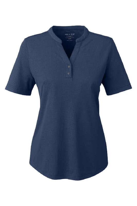 North End Womens Replay Recycled Moisture Wicking Short Sleeve Polo Shirt - Classic Navy Blue