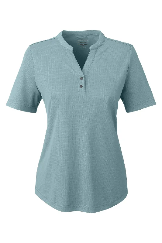 North End Womens Replay Recycled Moisture Wicking Short Sleeve Polo Shirt - Opal Blue