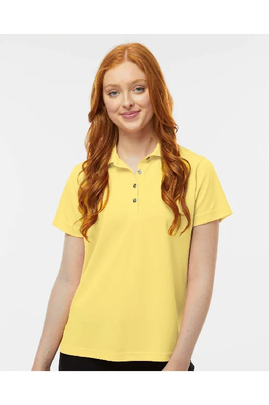 Paragon Womens Saratoga Performance Moisture Wicking Mini Mesh Short Sleeve Polo Shirt - Butter Yellow - NEW