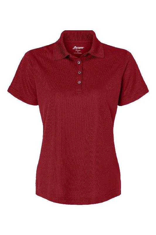 Paragon Womens Saratoga Performance Moisture Wicking Mini Mesh Short Sleeve Polo Shirt - Cardinal Red - NEW