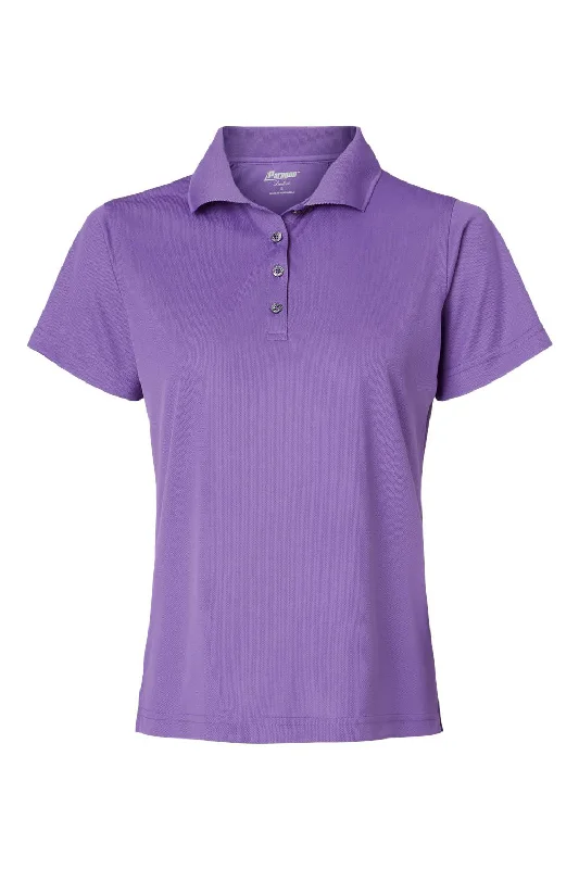 Paragon Womens Saratoga Performance Moisture Wicking Mini Mesh Short Sleeve Polo Shirt - Grape Purple - NEW