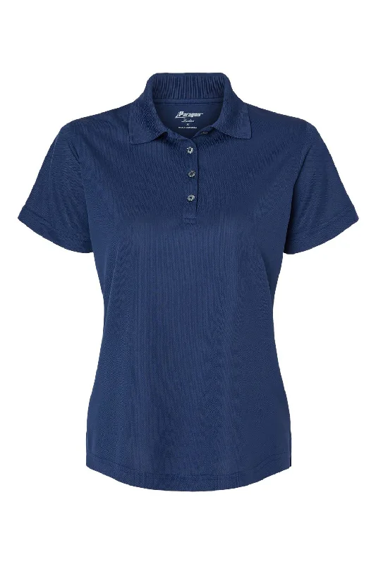 Paragon Womens Saratoga Performance Moisture Wicking Mini Mesh Short Sleeve Polo Shirt - Navy Blue - NEW