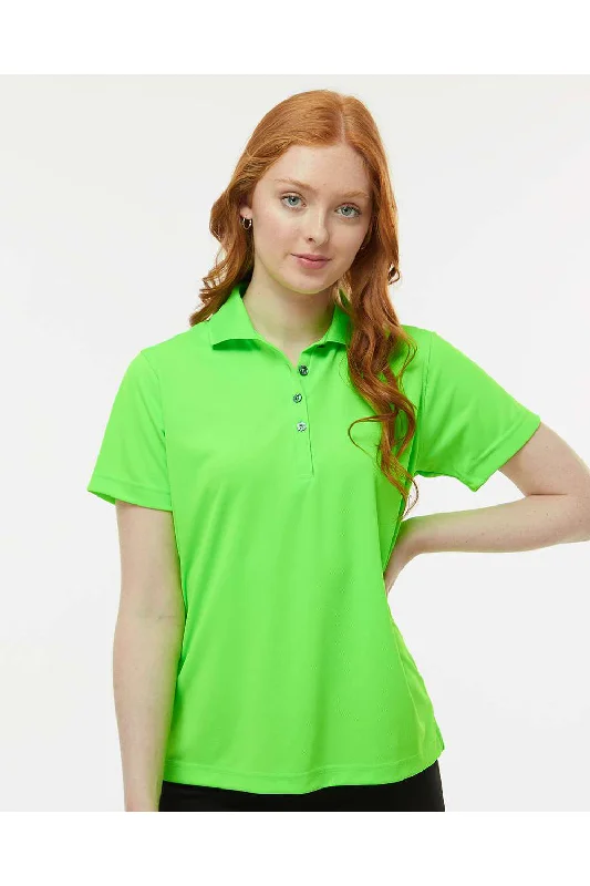 Paragon Womens Saratoga Performance Moisture Wicking Mini Mesh Short Sleeve Polo Shirt - Neon Lime Green - NEW