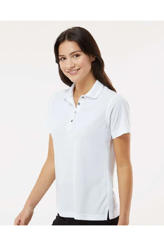 Paragon Womens Saratoga Performance Moisture Wicking Mini Mesh Short Sleeve Polo Shirt - White - NEW