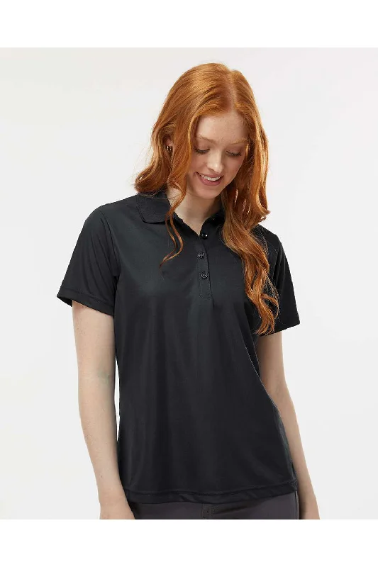 Paragon Womens Sebring Performance Moisture Wicking Short Sleeve Polo Shirt - Black - NEW