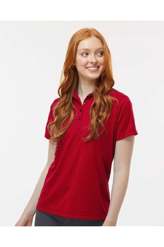 Paragon Womens Sebring Performance Moisture Wicking Short Sleeve Polo Shirt - Deep Red - NEW