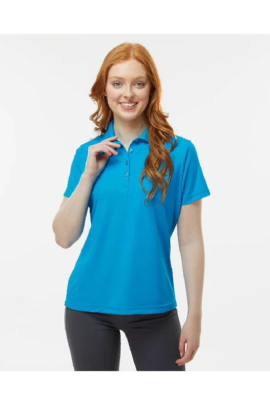 Paragon Womens Sebring Performance Moisture Wicking Short Sleeve Polo Shirt - Turquoise Blue - NEW