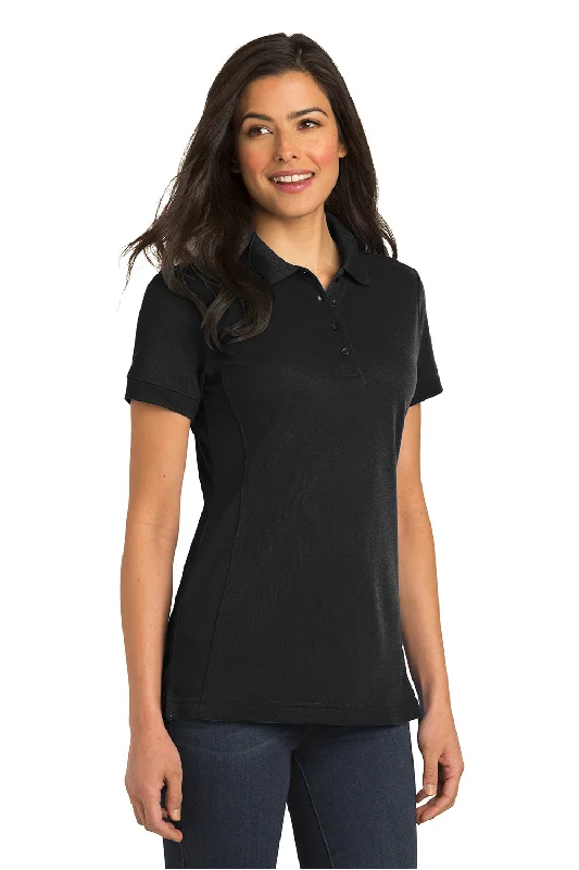 Port Authority Womens 5-in-1 Performance Moisture Wicking Short Sleeve Polo Shirt - Black - Closeout