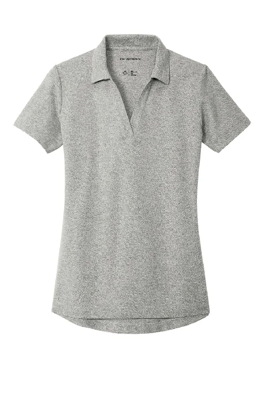 Port Authority Womens C-FREE Pique Short Sleeve Polo Shirt - Heather Deep Smoke Grey