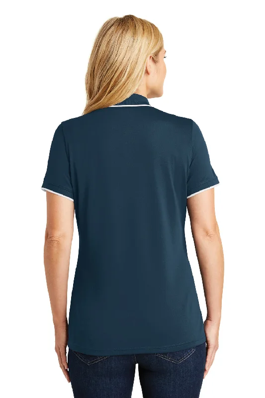 Port Authority Womens Dry Zone Moisture Wicking Short Sleeve Polo Shirt - River Navy Blue/White