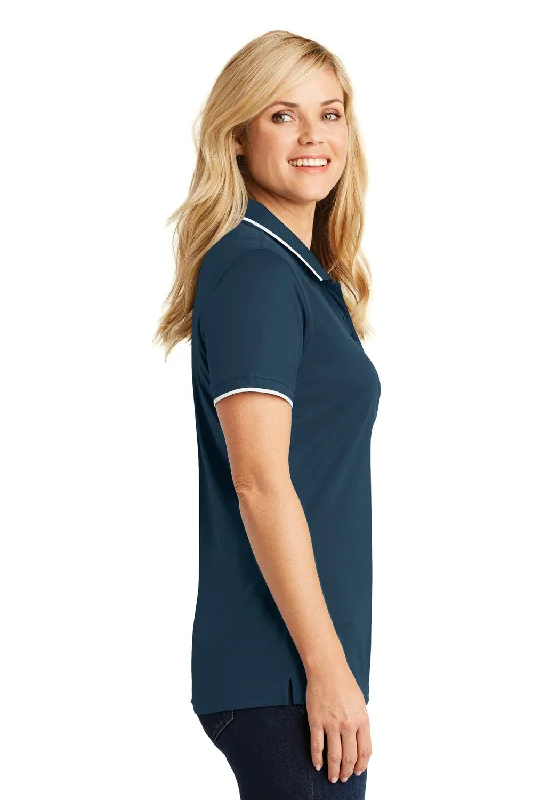 Port Authority Womens Dry Zone Moisture Wicking Short Sleeve Polo Shirt - River Navy Blue/White