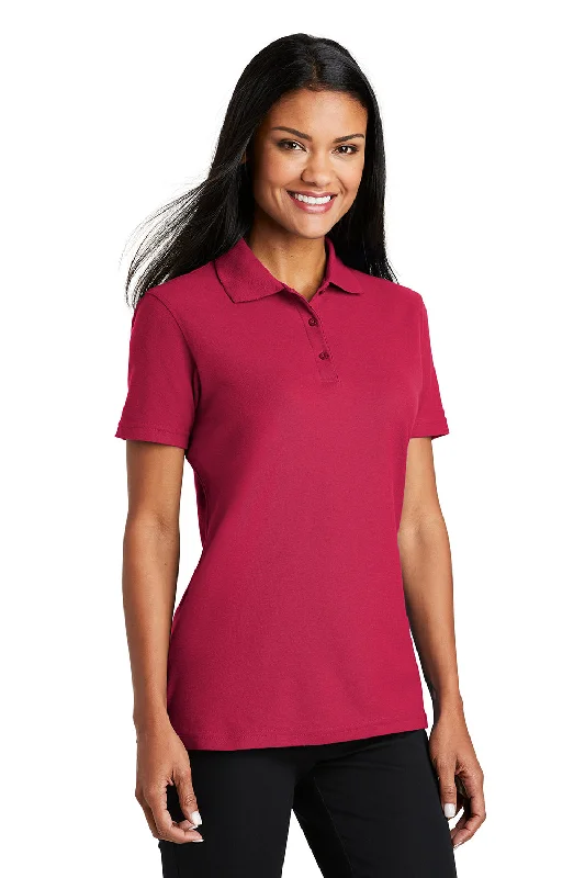 Port Authority Womens Moisture Wicking Short Sleeve Polo Shirt - Red