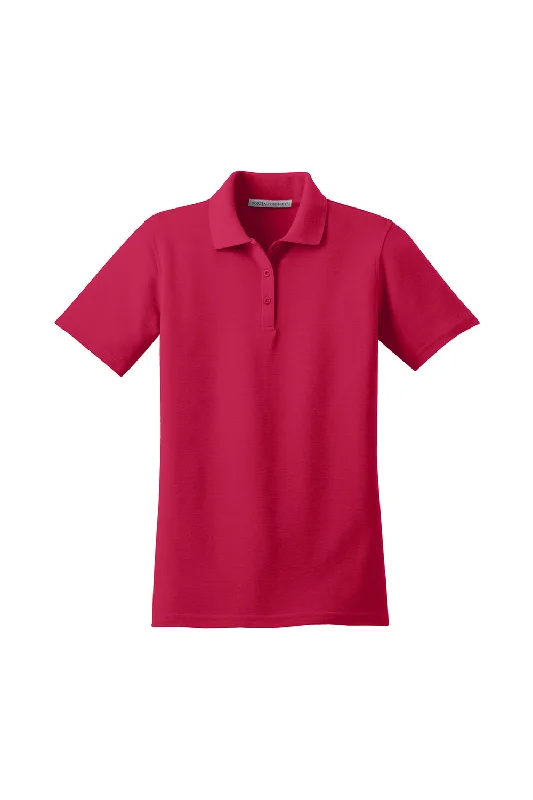 Port Authority Womens Moisture Wicking Short Sleeve Polo Shirt - Red