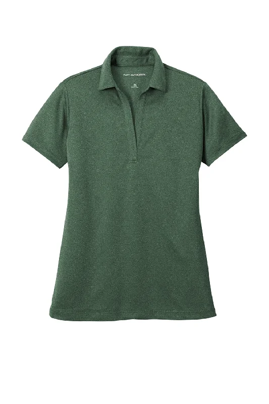 Port Authority Womens Silk Touch Performance Moisture Wicking Short Sleeve Polo Shirt - Heather Green Glen