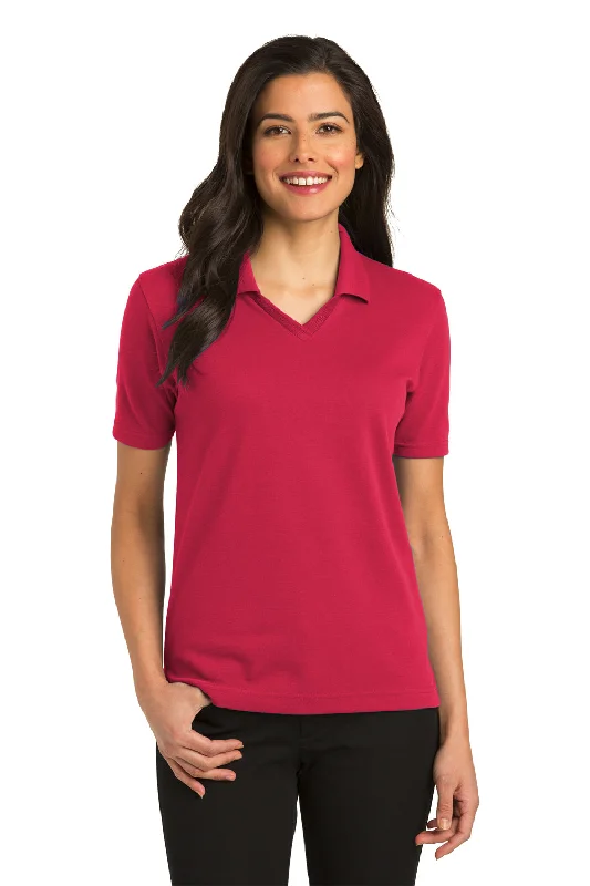 Port Authority Womens Rapid Dry Moisture Wicking Short Sleeve Polo Shirt - Red - Closeout