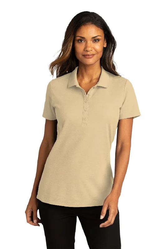 Port Authority Womens React SuperPro Snag Resistant Short Sleeve Polo Shirt - Wheat - Closeout