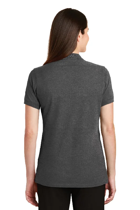 Port Authority Womens Wrinkle Resistant Short Sleeve Polo Shirt - Heather Charcoal Grey - Closeout