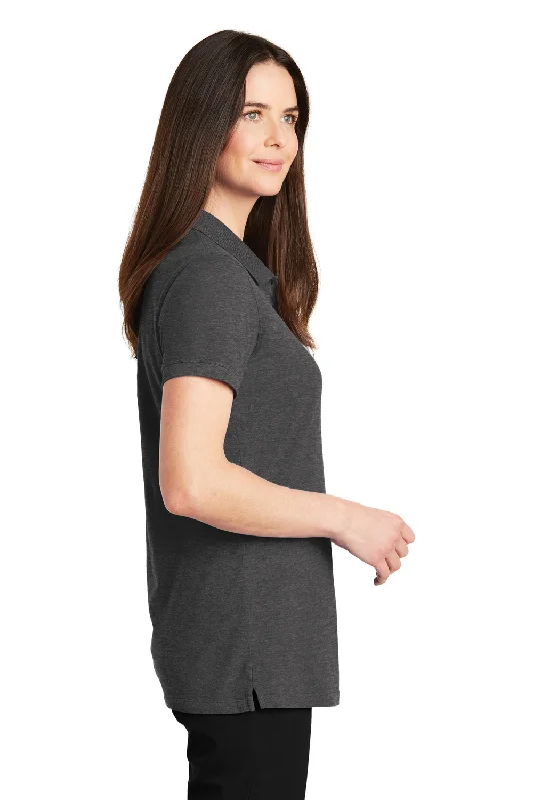 Port Authority Womens Wrinkle Resistant Short Sleeve Polo Shirt - Heather Charcoal Grey - Closeout