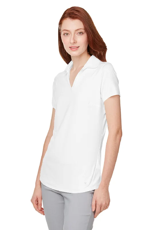 Puma Womens Cloudspun Free Moisture Wicking Short Sleeve Polo Shirt - Bright White