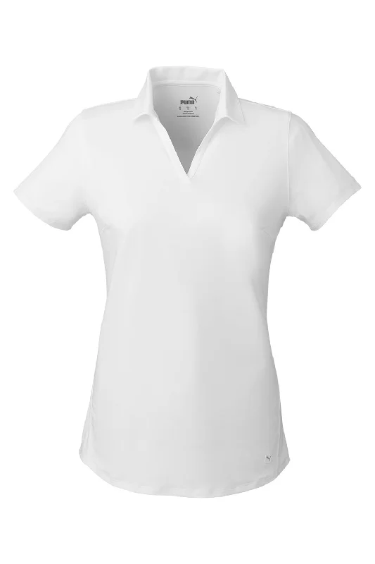 Puma Womens Cloudspun Free Moisture Wicking Short Sleeve Polo Shirt - Bright White