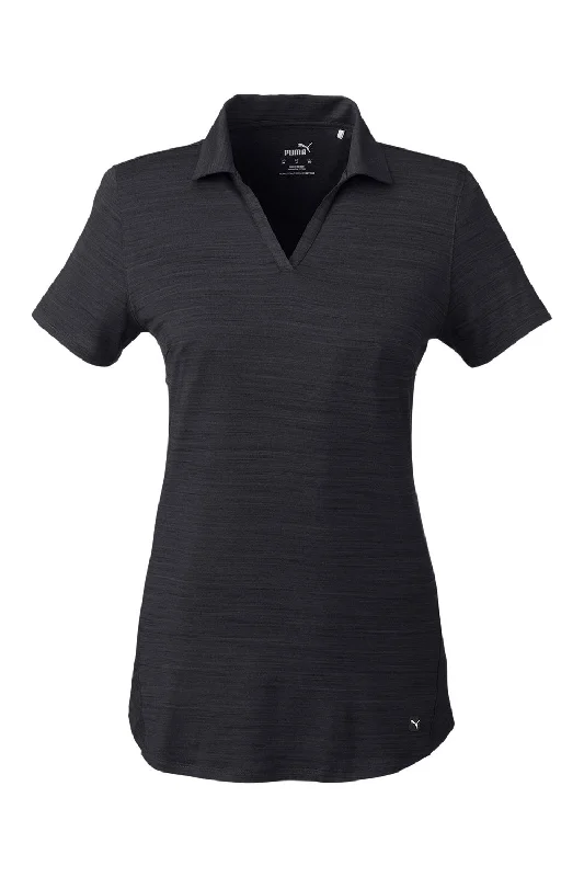 Puma Womens Cloudspun Free Moisture Wicking Short Sleeve Polo Shirt - Heather Black