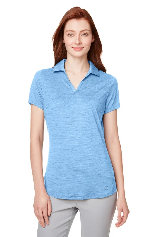 Puma Womens Cloudspun Free Moisture Wicking Short Sleeve Polo Shirt - Heather Placid Blue