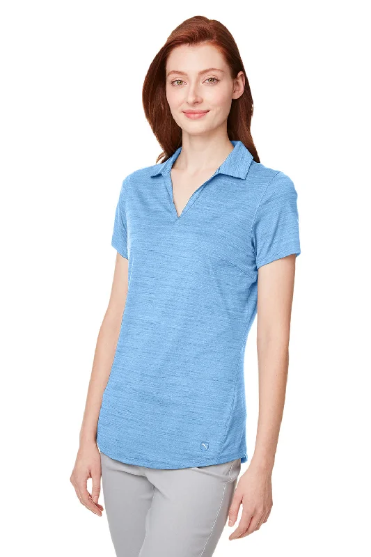 Puma Womens Cloudspun Free Moisture Wicking Short Sleeve Polo Shirt - Heather Placid Blue