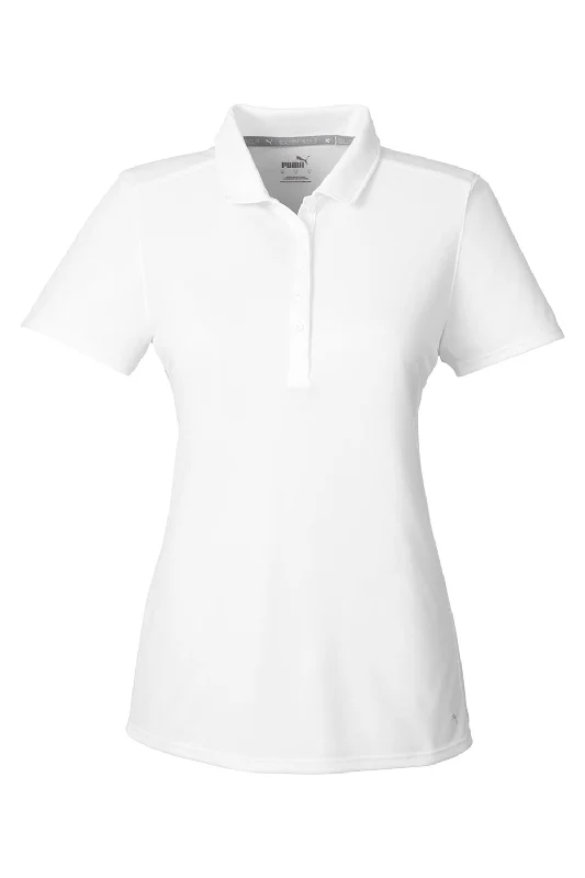 Puma Womens Gamer Moisture Wicking Short Sleeve Polo Shirt - Bright White