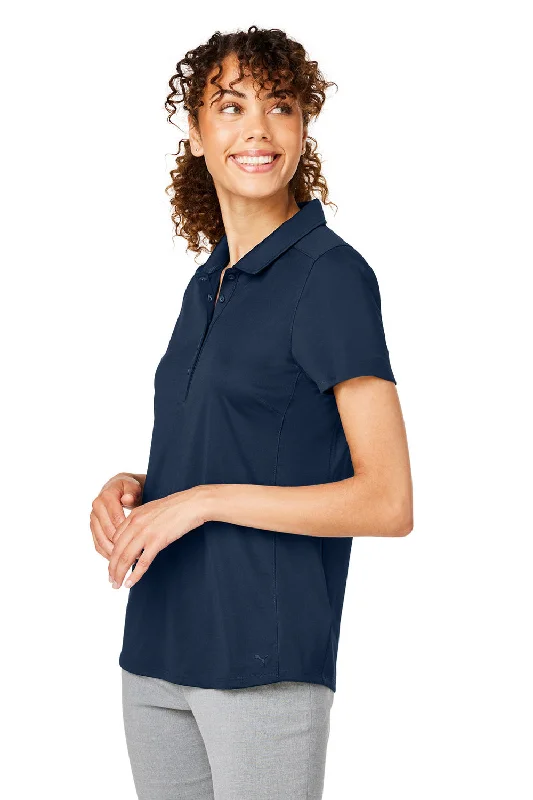 Puma Womens Gamer Moisture Wicking Short Sleeve Polo Shirt - Navy Blue