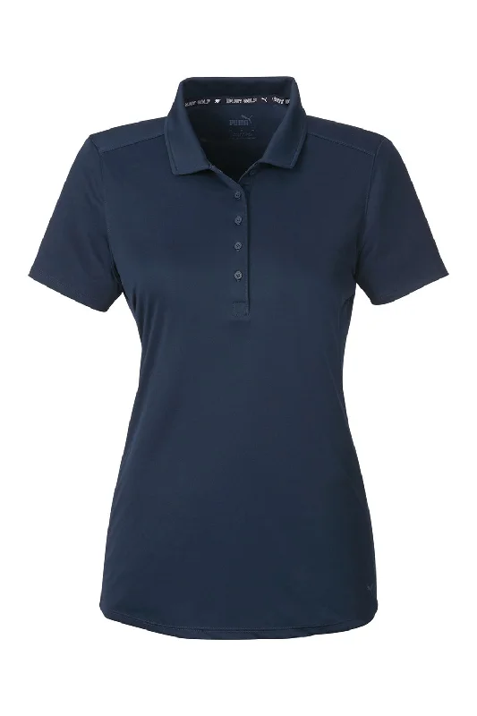 Puma Womens Gamer Moisture Wicking Short Sleeve Polo Shirt - Navy Blue