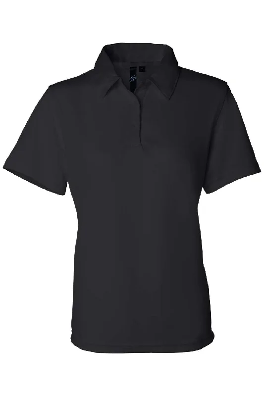 Sierra Pacific Womens Moisture Wicking Mesh Short Sleeve Polo Shirt - Black - NEW