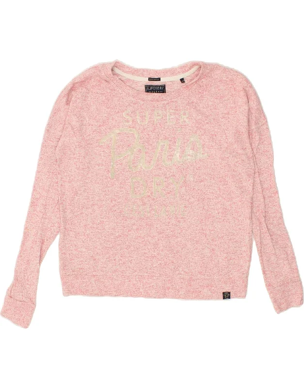 SUPERDRY Womens Oversized Graphic Sweatshirt Jumper UK 10 Small Pink