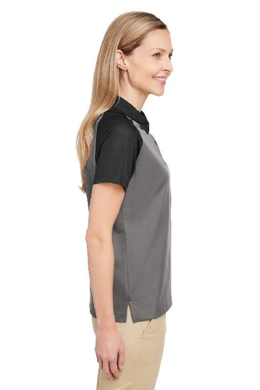 Team 365 Womens Command Colorblock Moisture Wicking Short Sleeve Polo Shirt - Graphite Grey/Black