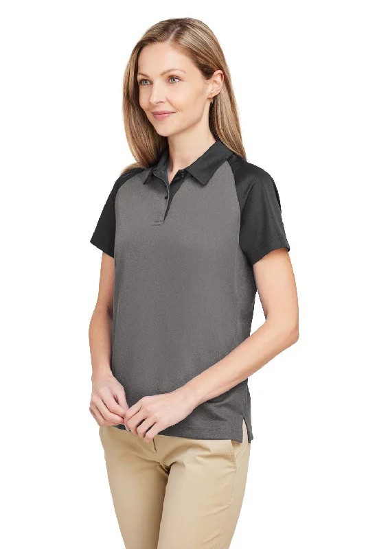 Team 365 Womens Command Colorblock Moisture Wicking Short Sleeve Polo Shirt - Graphite Grey/Black