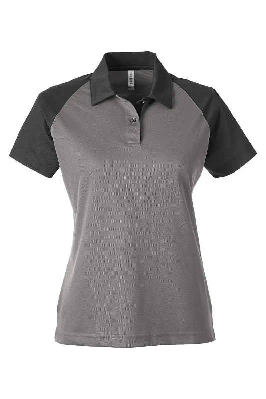 Team 365 Womens Command Colorblock Moisture Wicking Short Sleeve Polo Shirt - Graphite Grey/Black