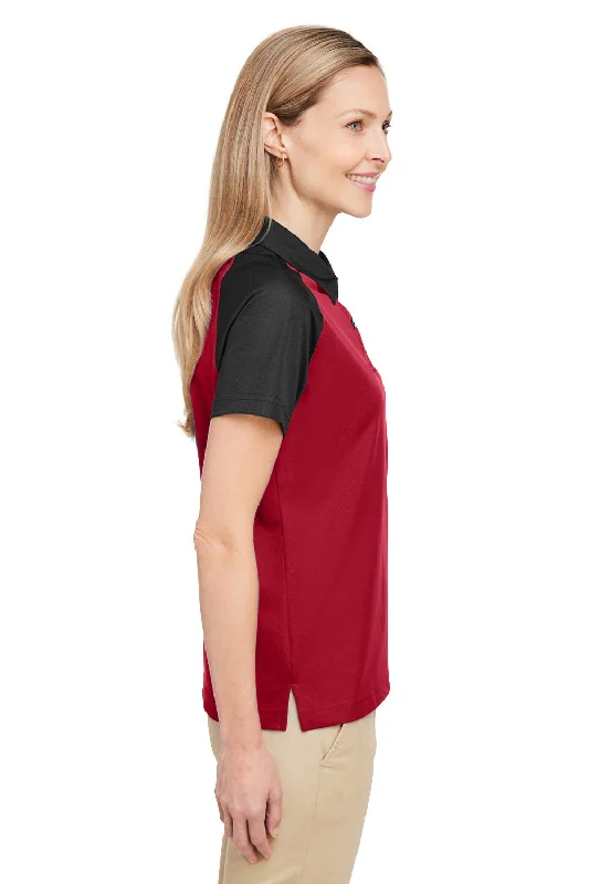 Team 365 Womens Command Colorblock Moisture Wicking Short Sleeve Polo Shirt - Red/Black