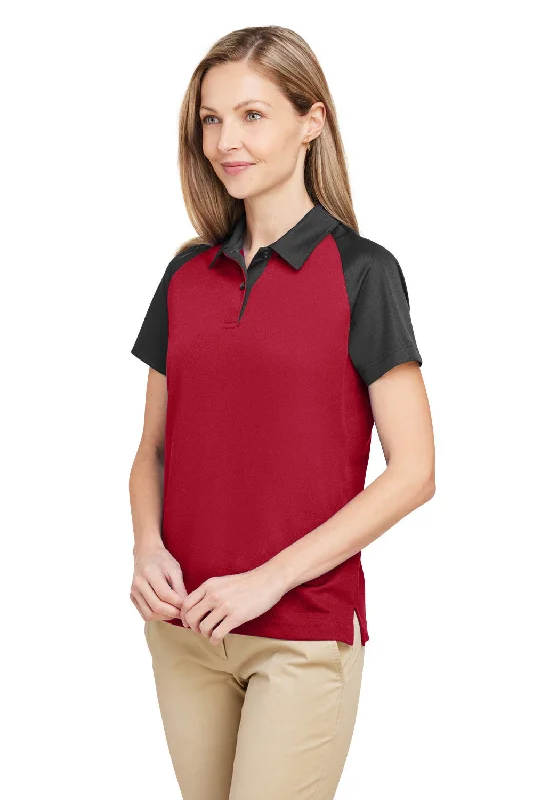 Team 365 Womens Command Colorblock Moisture Wicking Short Sleeve Polo Shirt - Red/Black