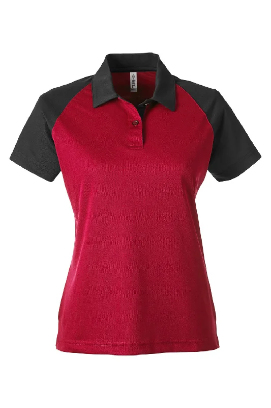 Team 365 Womens Command Colorblock Moisture Wicking Short Sleeve Polo Shirt - Red/Black