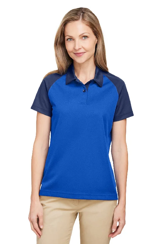 Team 365 Womens Command Colorblock Moisture Wicking Short Sleeve Polo Shirt - Royal Blue/Dark Navy Blue