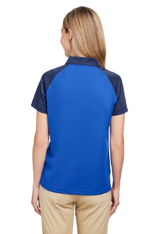 Team 365 Womens Command Colorblock Moisture Wicking Short Sleeve Polo Shirt - Royal Blue/Dark Navy Blue