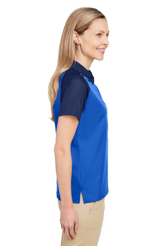 Team 365 Womens Command Colorblock Moisture Wicking Short Sleeve Polo Shirt - Royal Blue/Dark Navy Blue